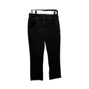 Lauren Ralph Lauren Jeans Womens Size 8P Black Denim Pants Raw‎ Hem Crop 421506